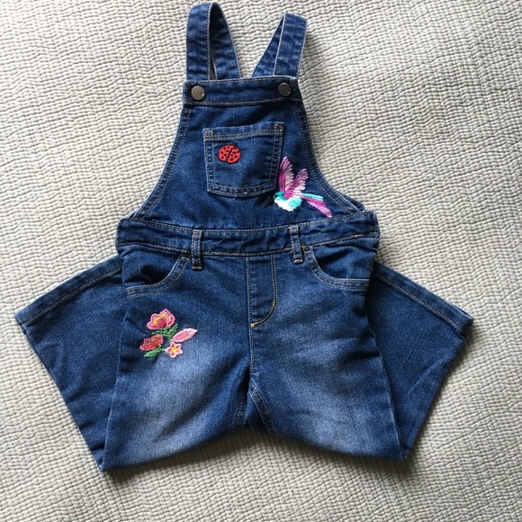 Embroidered Boho Toddler Denim Overalls - Picture 6 of 7